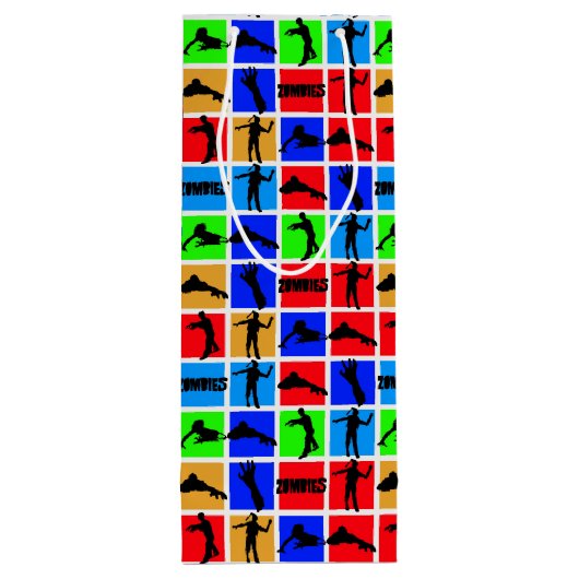 Colorful Zombies Pattern Wijn Cadeautas (Achterkant)