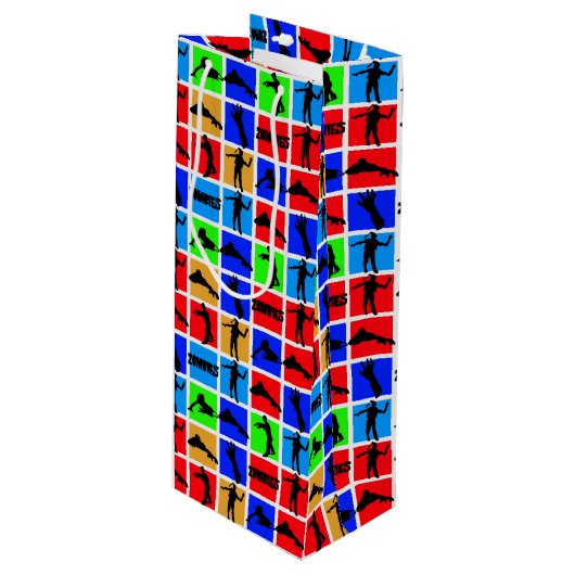 Colorful Zombies Pattern Wijn Cadeautas (Voorkant Gekanteld)