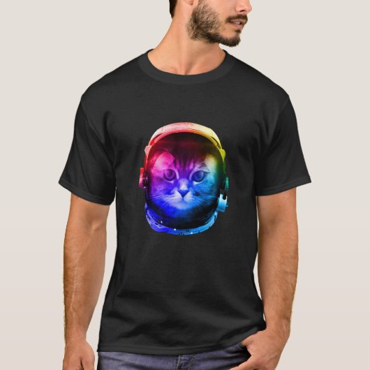 Colorfull Astronaut Cat T-shirt (Voorkant)