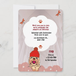 Colorfull Cute Illustrated Dog Birthday Kaart