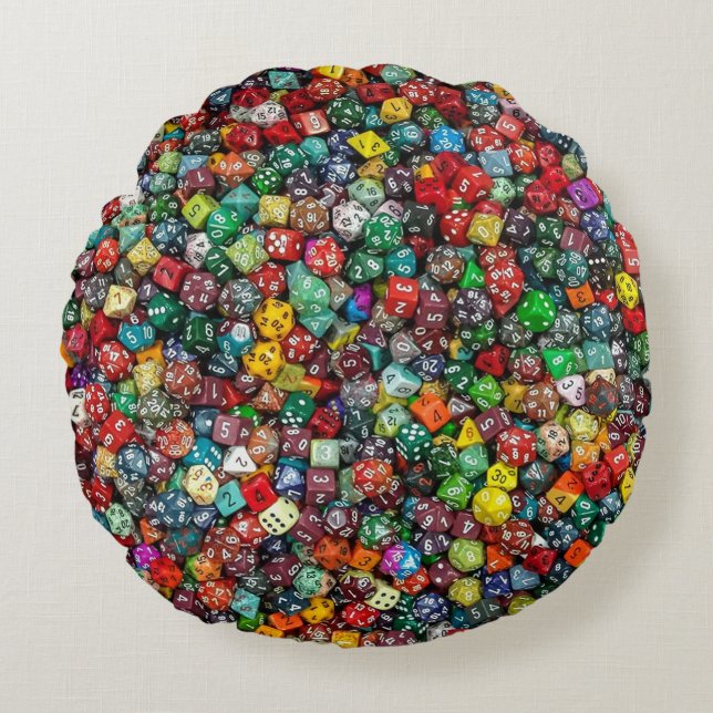 Colorfull Dice Cushion Rond Kussen (Voorkant)