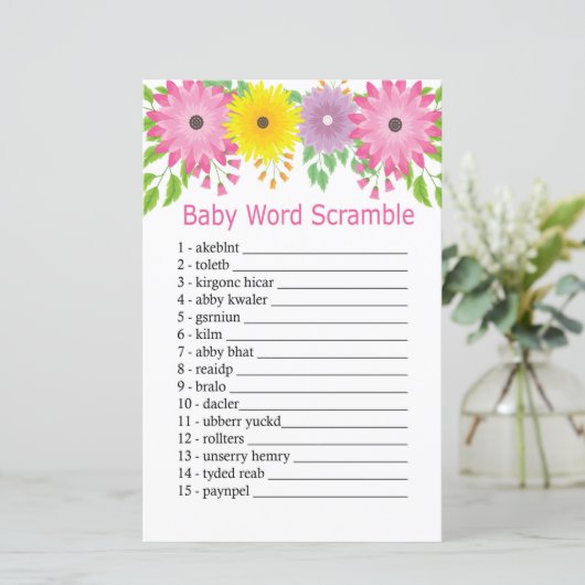 Colorfull flower Baby word scramble game (Staand voorkant)