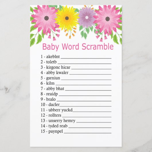 Colorfull flower Baby word scramble game (Voorkant)