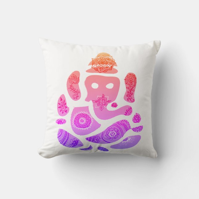 Colorfull Ganesha Elepnat God Throw Cushion Kussen (Voorkant)