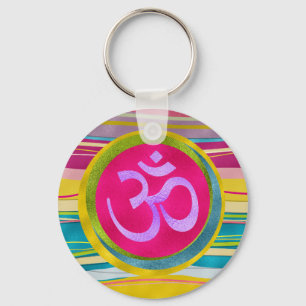 Colorfull Glitter OM symbol Sleutelhanger