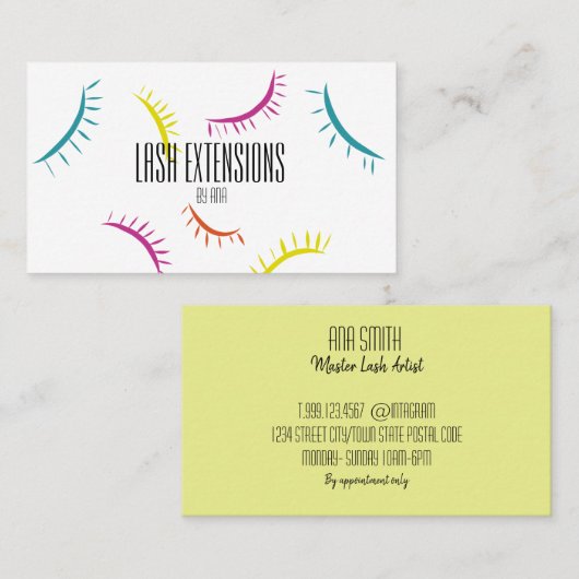 Colorfull Lash Extension visitekaartje (Voorkant / Achterkant)