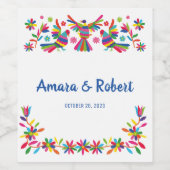 COLORFULL OTOMI MEXICAN WIJN ETIKET (Enkel label)