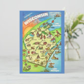 Colorfully Illustrated 5x7 Big Wisconsin Postcard (Staand voorkant)