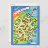 Colorfully Illustrated 5x7 Big Wisconsin Postcard (Voorkant / Achterkant)