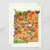 Colorfully Illustrated Arizona Map Flat Card (Voorkant / Achterkant)