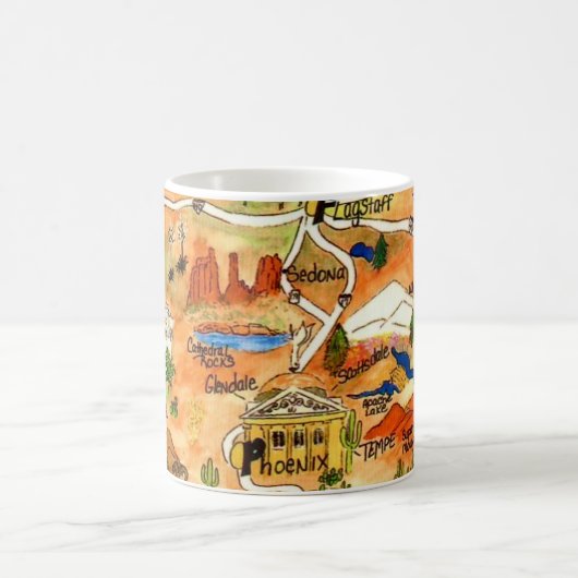 Colorfully Illustrated Arizona Map Mug Koffiemok (Center)