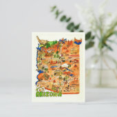 Colorfully Illustrated Arizona Map Postcard Briefkaart (Staand voorkant)