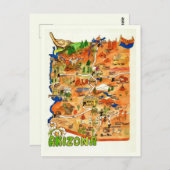 Colorfully Illustrated Arizona Map Postcard Briefkaart (Voorkant / Achterkant)
