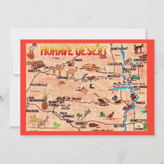 Colorfully Illustrated Mohave Desert Flat Card (Voorkant)