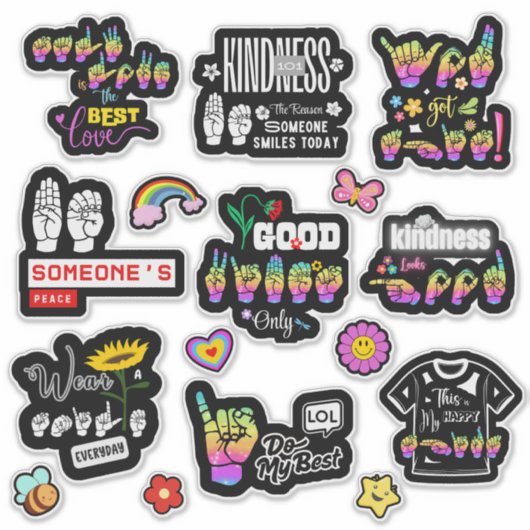 Colorfully Signed – ASL Affirmation Stickers (Voorkant)