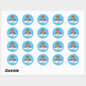 Colorida Jirafa. Giraffe. Arcoiris, rainbow. Ronde Sticker (Vel)