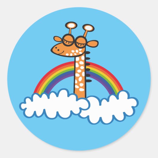 Colorida Jirafa. Giraffe. Arcoiris, rainbow. Ronde Sticker (Voorkant)
