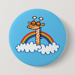 Colorida Jirafa. Jirafa. Arcoiris, arco iris Ronde Button 7,6 Cm
