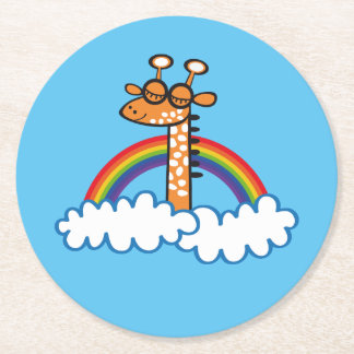 Colorida Jirafa. Jirafa. Arcoiris, arco iris Ronde Kartonnen Onderzetter