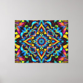 Colorido Kaleidoscope Mandala Diseño Mug, almohada Canvas Afdruk