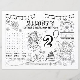 Coloring Book Fairy 2nd Birthday Paper Sheet