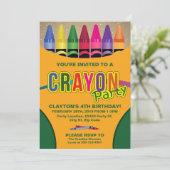 Coloring, Crayon Birthday Party Kaart (Staand voorkant)