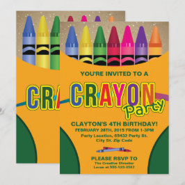 Coloring, Crayon Birthday Party Kaart