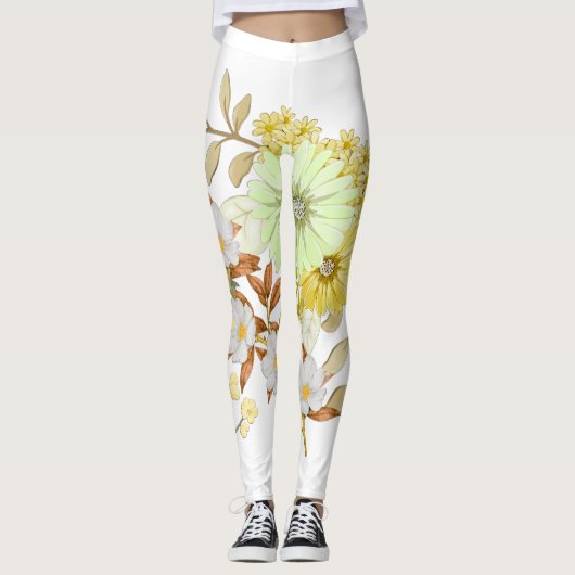 Coloring Flowers Art Design | Floral Coloring Leggings (Voorkant)