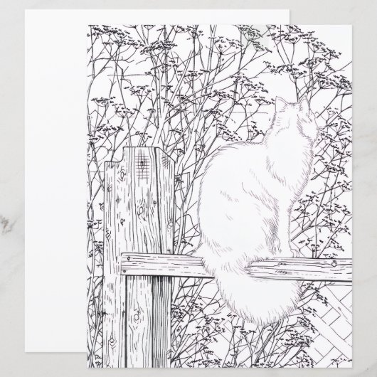 Coloring Page - Cat on Fence (Voorkant / Achterkant)