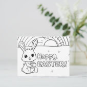 Coloring Postcard Hoppy Easter Bunny with Egg Feestdagenkaart (Staand voorkant)