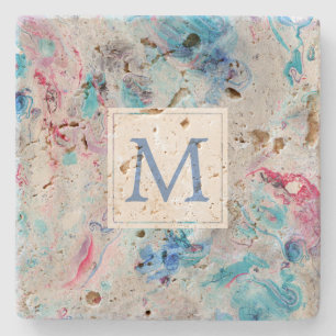 Colorized Marble Texture Monogram Stenen Onderzetter
