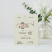 Colorized  Trumpet Patent Illustration Briefkaart (Staand voorkant)