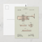 Colorized  Trumpet Patent Illustration Briefkaart (Voorkant / Achterkant)