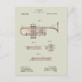 Colorized  Trumpet Patent Illustration Briefkaart (Voorkant)