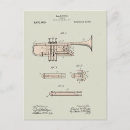Colorized Trumpet Patent Illustration Briefkaart