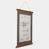 Colorized  Trumpet Patent Illustration Hangend Wandkleed (Gebogen)