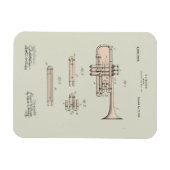 Colorized  Trumpet Patent Illustration Magneet (Horizontaal)