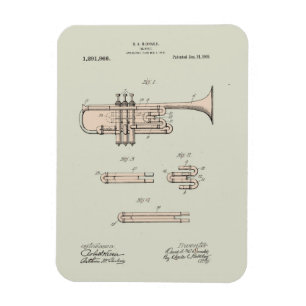 Colorized Trumpet Patent Illustration Magneet