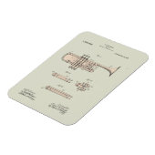 Colorized  Trumpet Patent Illustration Magneet (Linkerzijde)