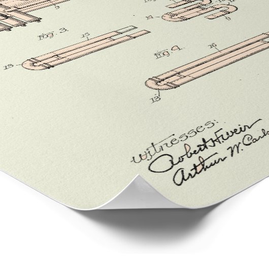 Colorized Trumpet Patent Illustration Poster (Hoek)