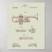 Colorized Trumpet Patent Illustration Poster (Voorkant)