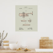 Colorized Trumpet Patent Illustration Poster (Keuken)