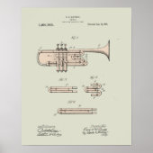 Colorized Trumpet Patent Illustration Poster (Voorkant)