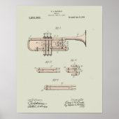 Colorized  Trumpet Patent Illustration Poster (Voorkant)