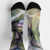 Colors en Gold Alcohol Ink Vloeibare Abstracte Kun Sokken (Top)