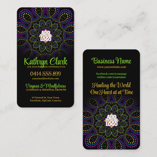 Colors Energy Yoga Goddess w Logo Visitekaartje (Voorkant / Achterkant)