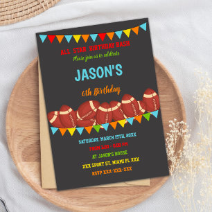 Colors Flags Football Birthday Invitations Kaart