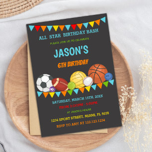 Colors Flags Sports Birthday Invitations Kaart