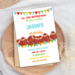 Colors Flags White Football Birthday Invitation Kaart