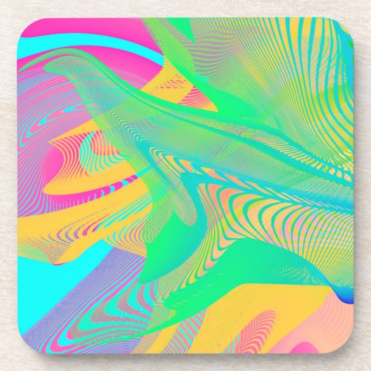 COLORS FLUO - Fractal Art - Bier Onderzetter (Voorkant)